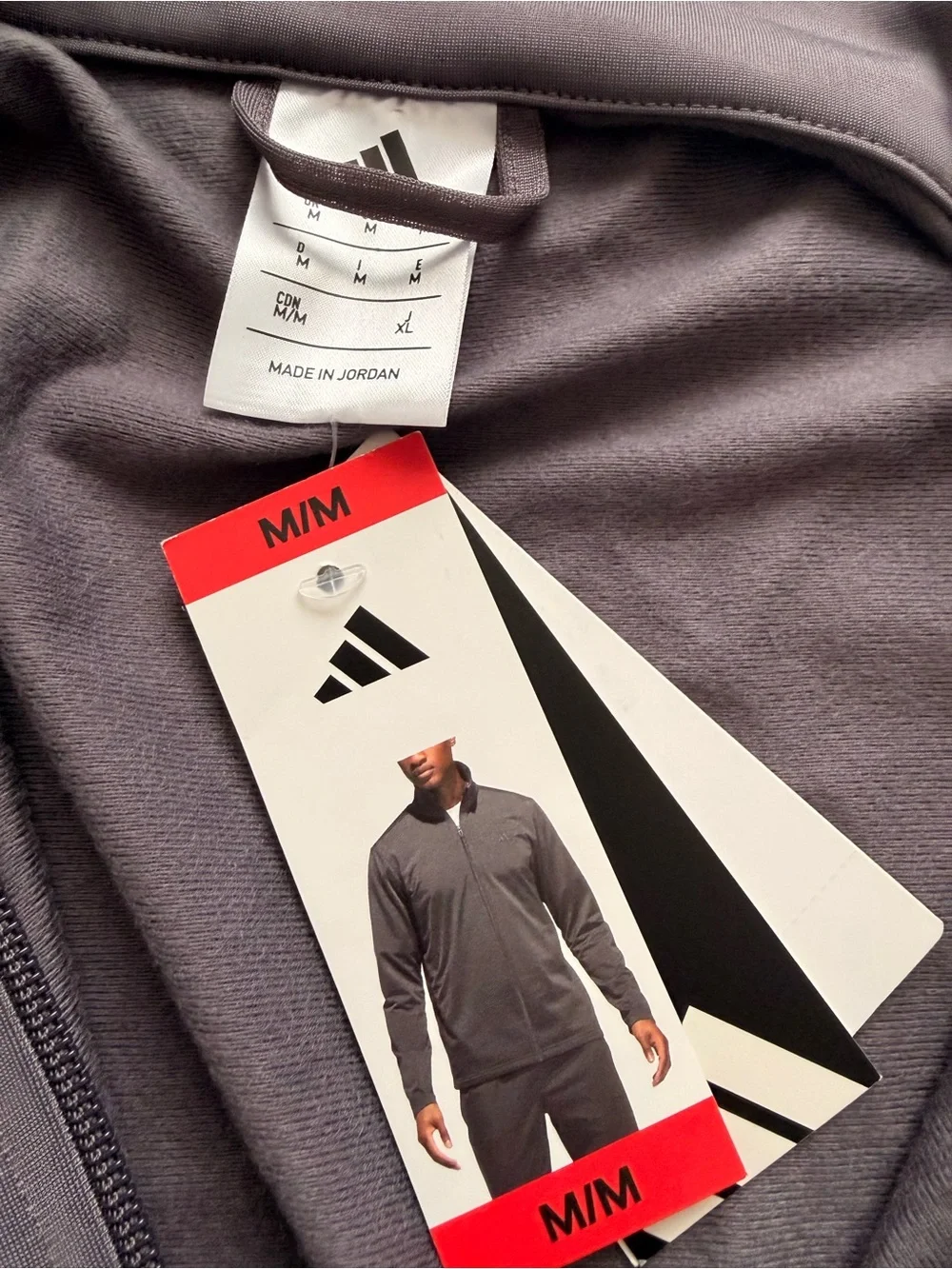 Adidas Mens Medium Gray Full Zip Track Jacket Performance Athletic Brand New